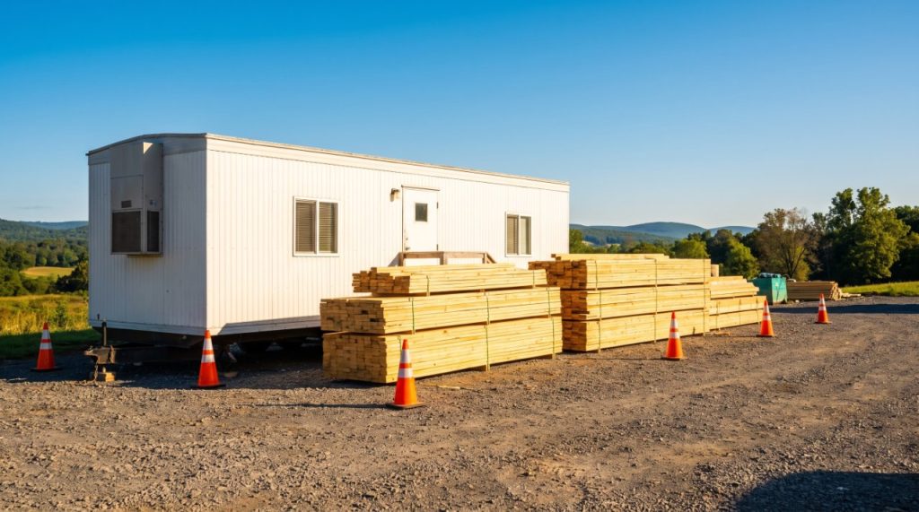 Construction job site office trailer